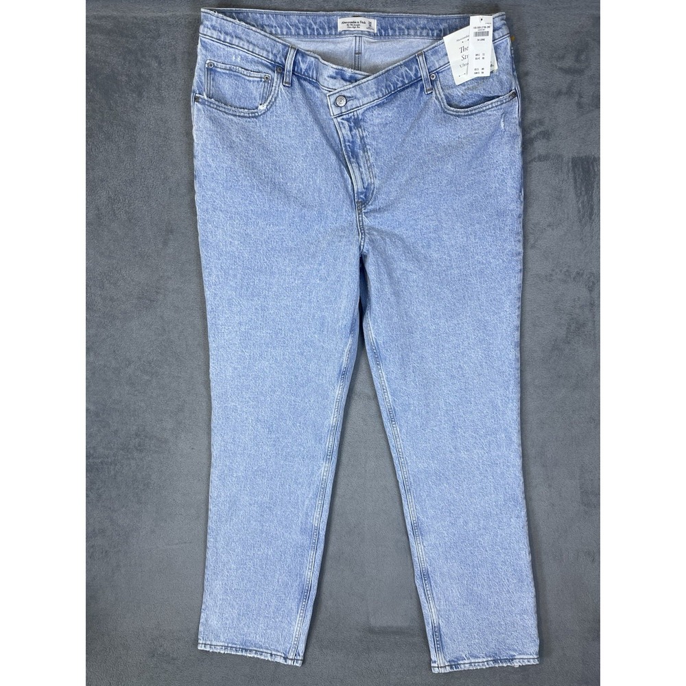 New Abercrombie & Fitch‎ Jeans Womens 18 Long Blue 90s Straight Ultra High Rise